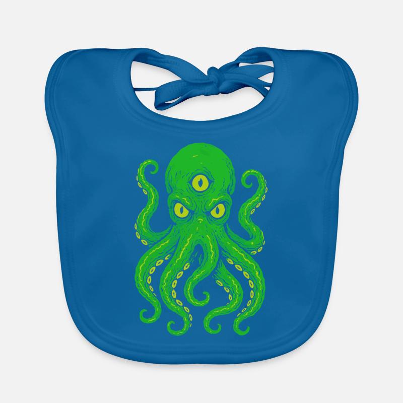 Tentacle Octopus with Third Eye Neon Organic Baby Bibs