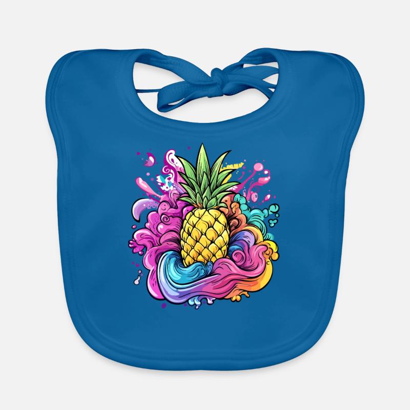 Ananas Farbexplosion - Baby Bio-Lätzchen - Pfauenblau
