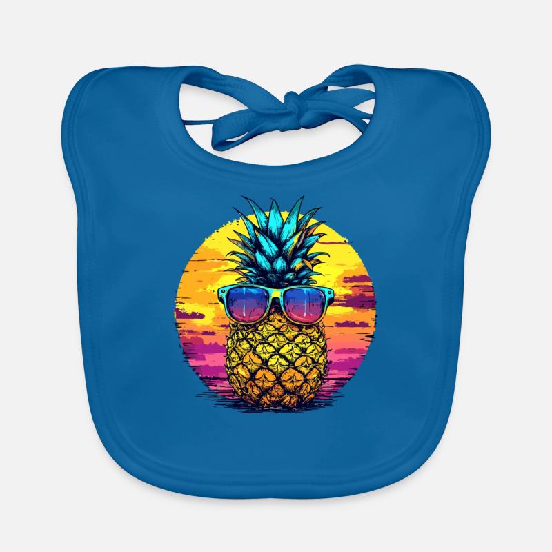 Sonnen Ananas mit Brille Baby Bio-Lätzchen