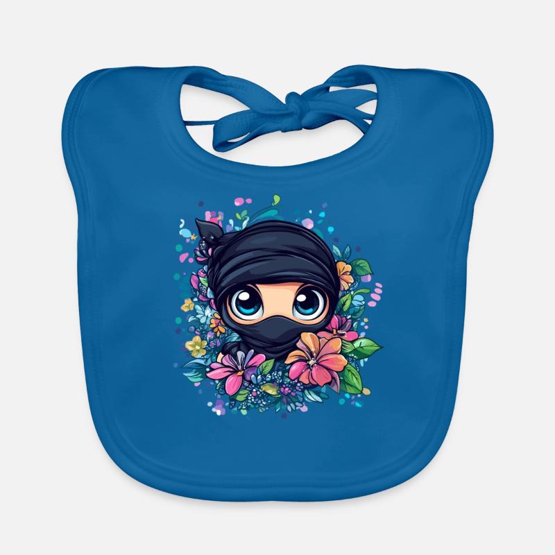 Ninja avec couronne de fleurs Bavoir bio Bébé
