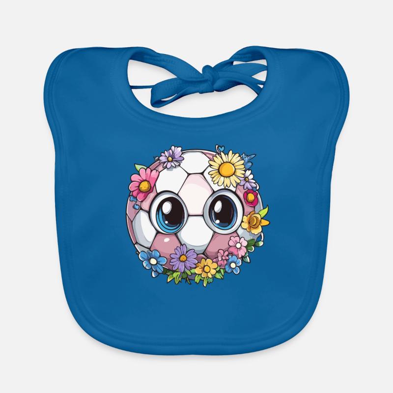 Fußball mit Blumenaugen Baby Bio-Lätzchen