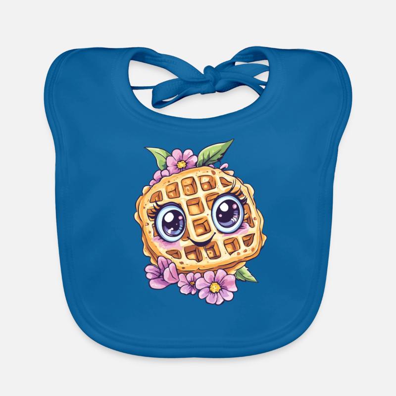 Lächelnde Waffel mit Blumen Baby Bio-Lätzchen