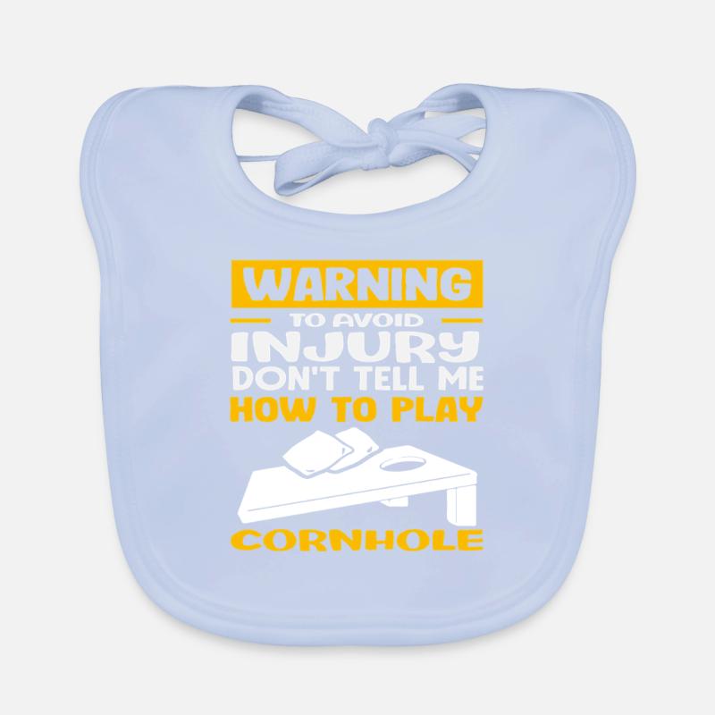 Attention, évitez les blessures, joueurs de Cornhole Bavoir bio Bébé