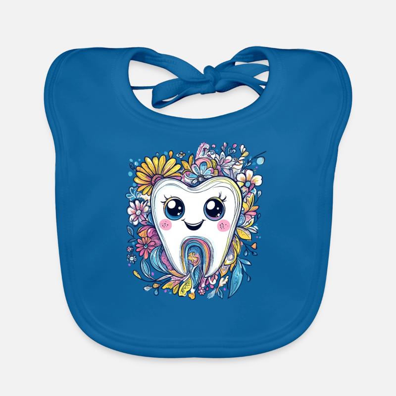 Tooth with flower smile Organic Baby Bibs