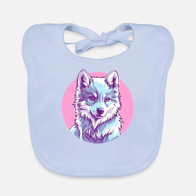 Arctic Wolf in Pink Organic Baby Bibs