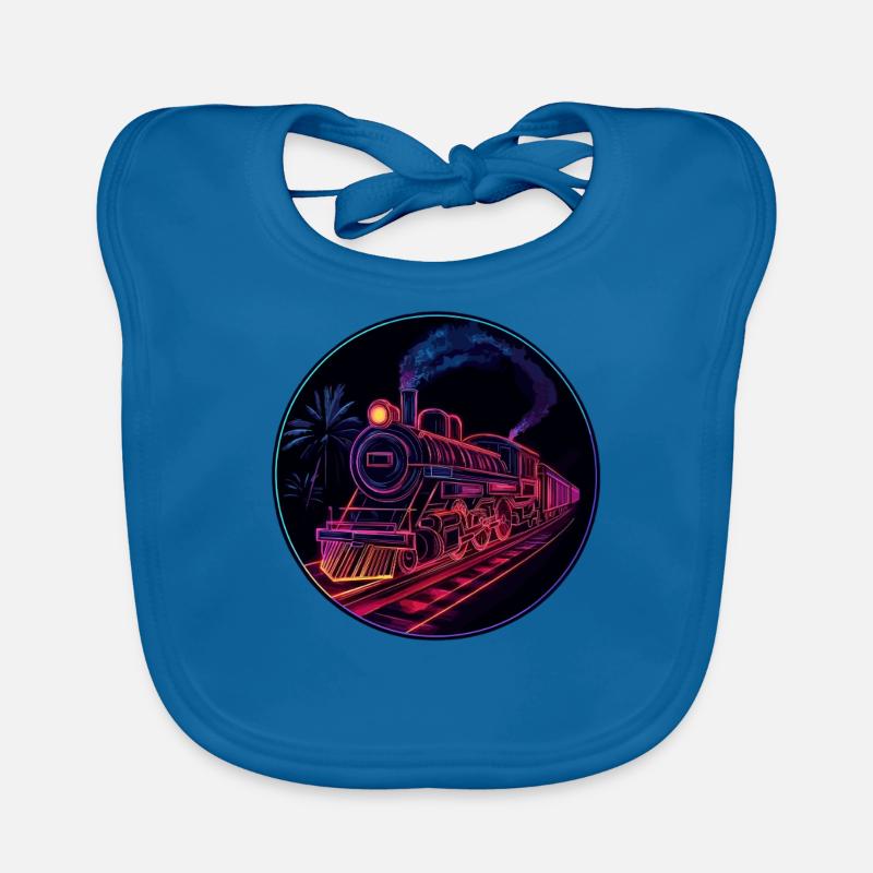 Neon train at night Organic Baby Bibs