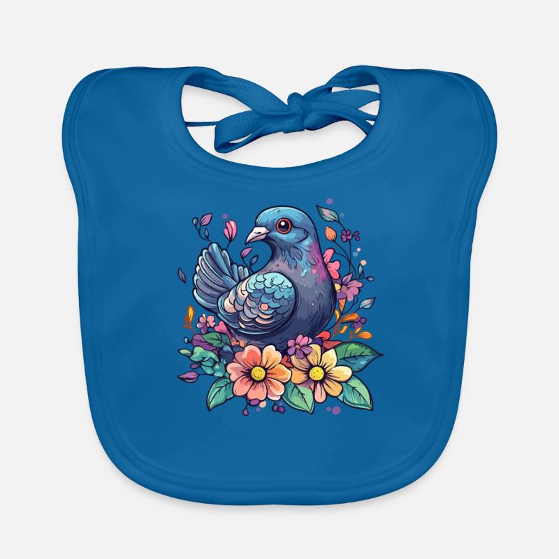 Colombe colorée avec des fleurs Bavoir bio Bébé