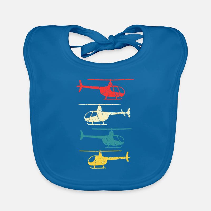 Retro Helikopter - Baby Bio-Lätzchen - Pfauenblau