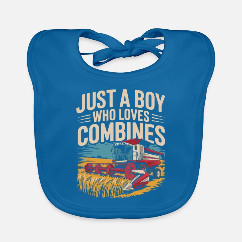 Juste un garçon qui aime les moissonneuses-batteuses Bavoir bio Bébé