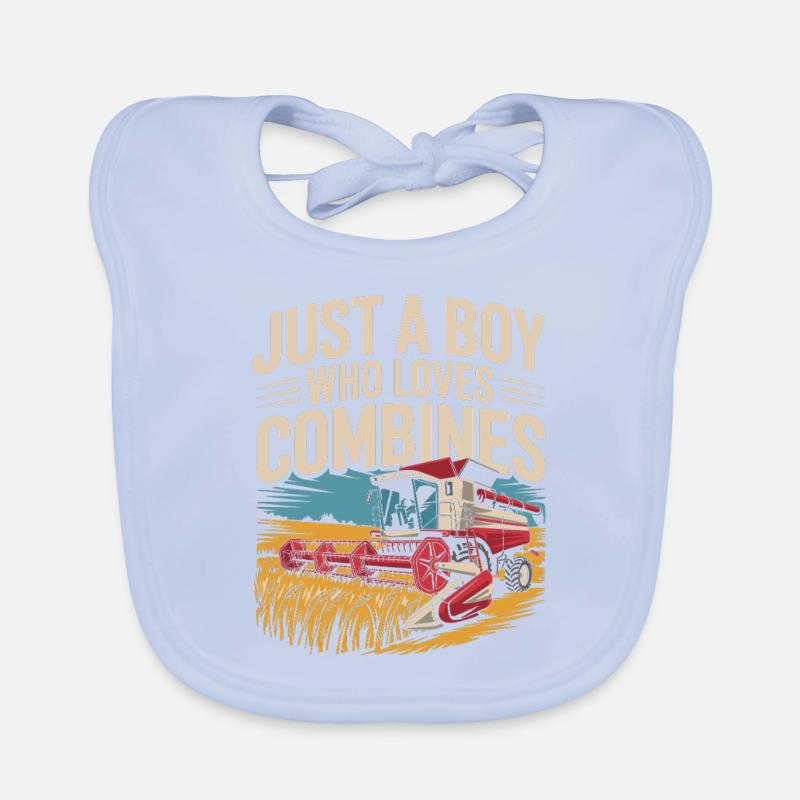 Juste un garçon qui aime les moissonneuses-batteuses Bavoir bio Bébé