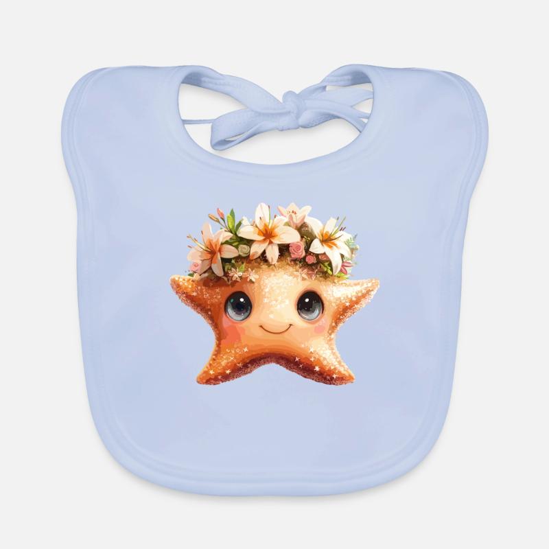 Étoile de mer avec couronne de fleurs Bavoir bio Bébé