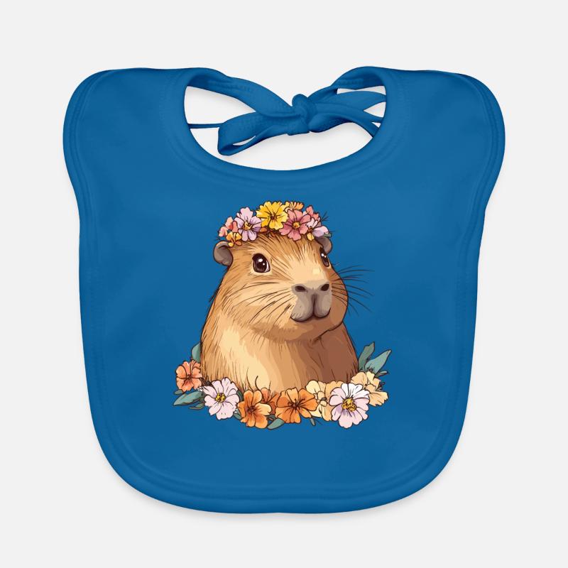 Capybara mignon avec des fleurs Bavoir bio Bébé