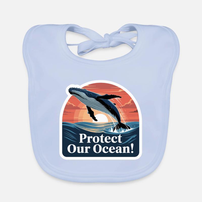 BALEINES, PROTÉGEZ NOTRE OCÉAN Bavoir bio Bébé