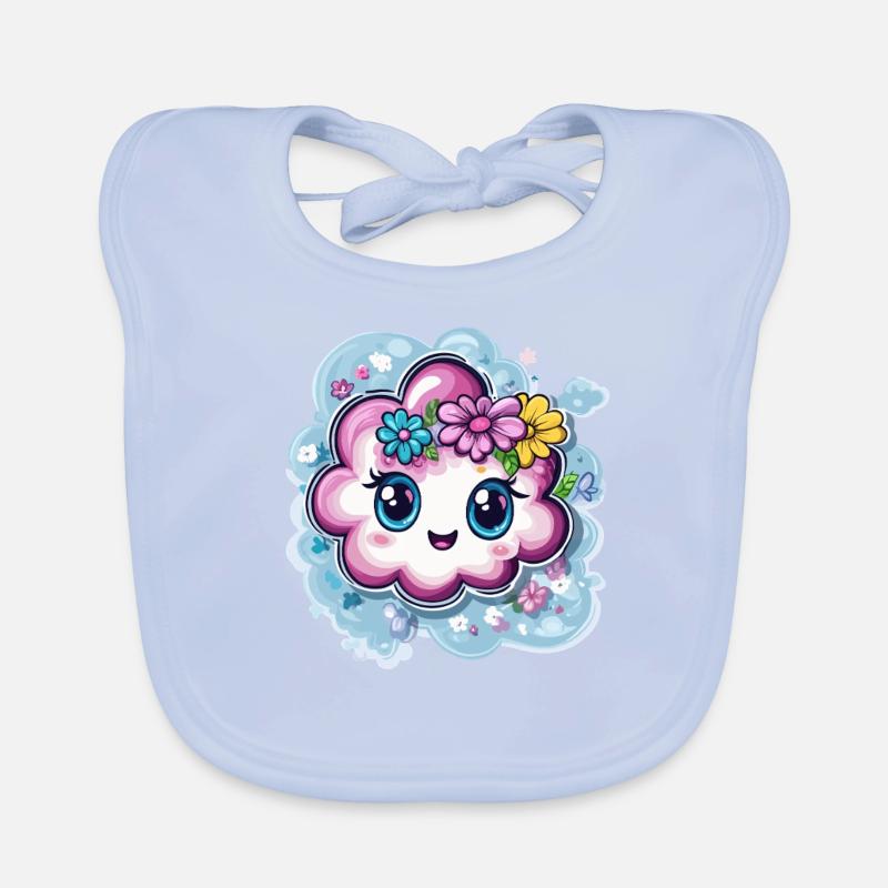 Nuage joyeux avec des fleurs Bavoir bio Bébé