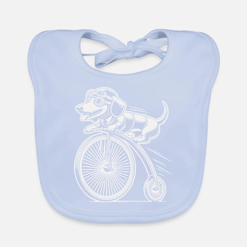 Teckel à vélo dans un style rétro avec humour Bavoir bio Bébé