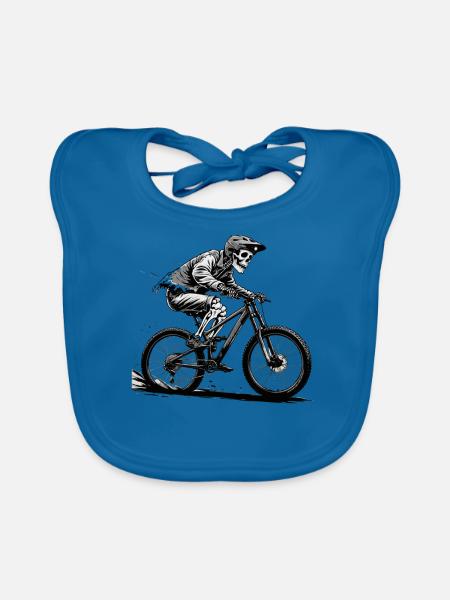 Mountain Bike Bicycle Biking Downhill Sport Downhill - Organic Baby Bibs - peacock-blue - Front