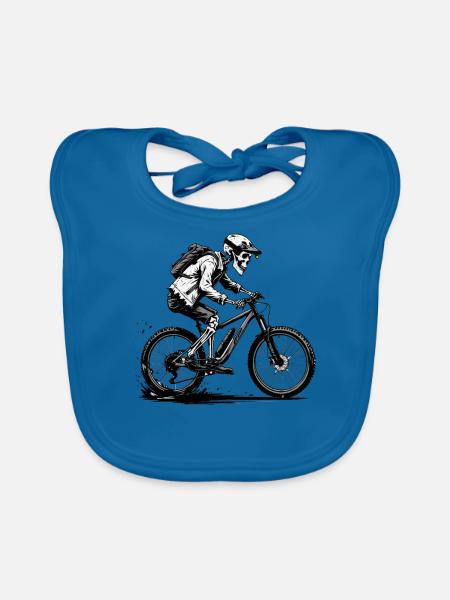 Mountain Bike Bicycle Biking Downhill Sport Downhill - Organic Baby Bibs - peacock-blue - Front