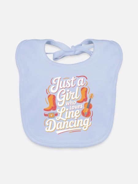Juste une fille qui aime la danse en ligne - Bavoir bio Bébé - bleu ciel - Devant