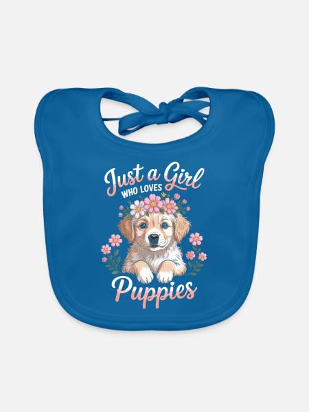 Just a Girl who loves puppies - Baby Bio-Lätzchen - Pfauenblau - Vorne