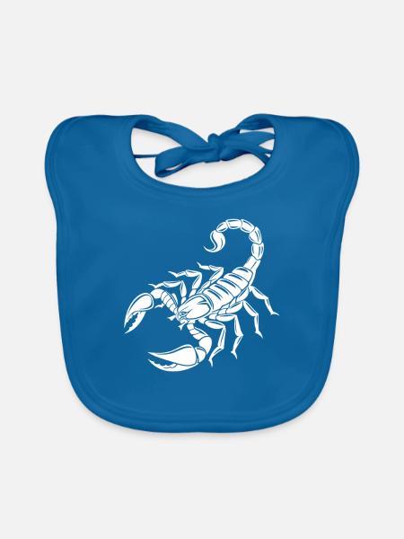 Scorpion - Poisonous Stinger - Species Conservation - Habitat - Organic Baby Bibs - peacock-blue - Front