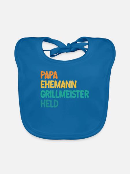 Papa Ehemann Grillmeister Held - Baby Bio-Lätzchen - Pfauenblau - Vorne