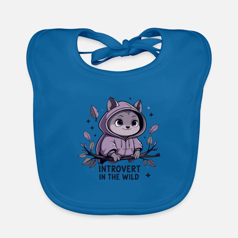 Introvert outdoors – animal in hoodie Organic Baby Bibs