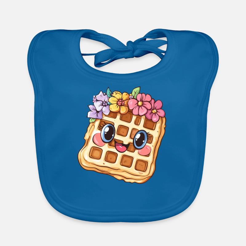 Waffle with flowers Organic Baby Bibs
