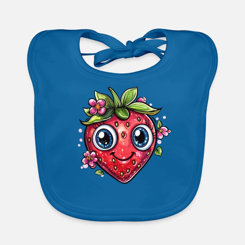 Fraise avec sourire de fleur Bavoir bio Bébé