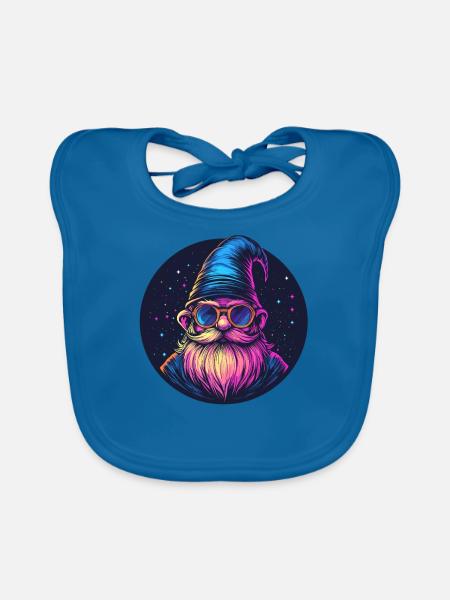 Space Dwarf Retro Look - Organic Baby Bibs - peacock-blue - Front