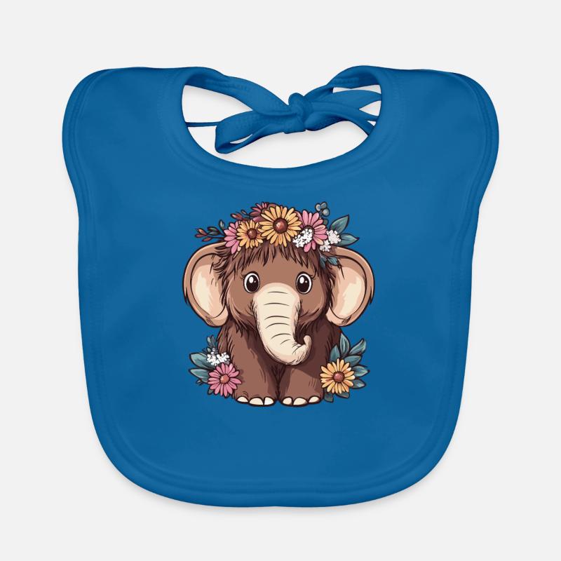 Mammoth with flower wreath Organic Baby Bibs