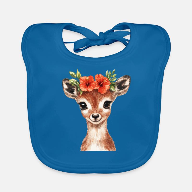 Deer with flower wreath Organic Baby Bibs