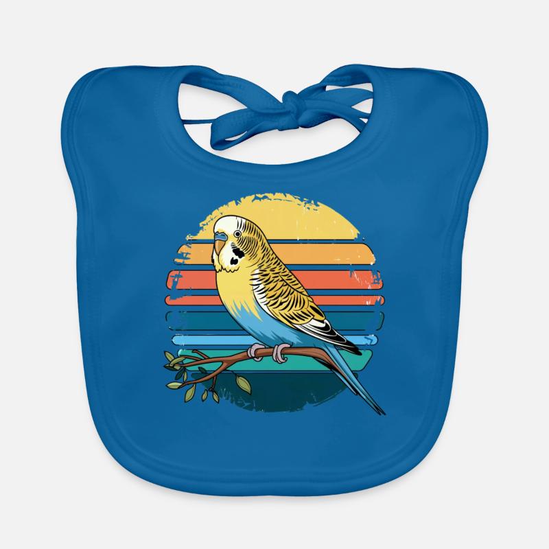 Perruche Perruche Rétro Coucher de soleil Vintage Perruche Bavoir bio Bébé