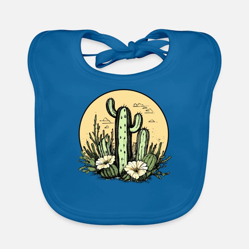 Cactus avec lune fleurie Bavoir bio Bébé