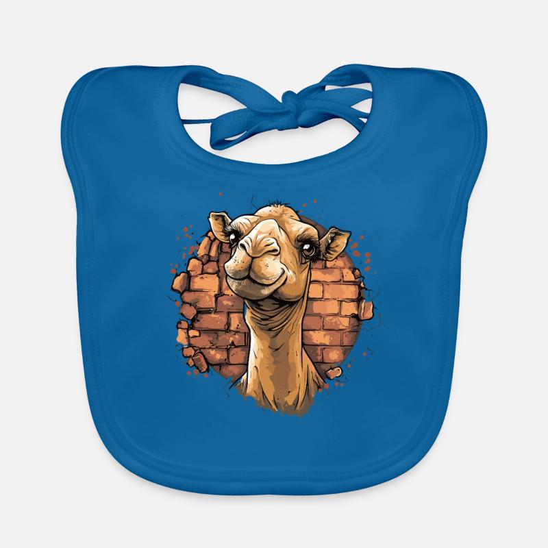 Camel in front of brick wall Organic Baby Bibs