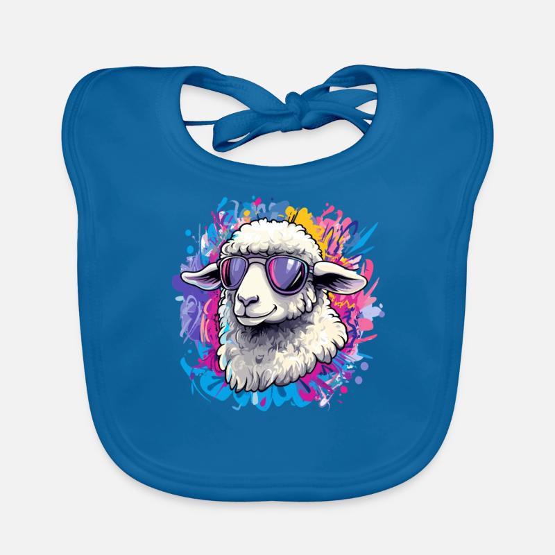 Cool sheep with sunglasses Organic Baby Bibs