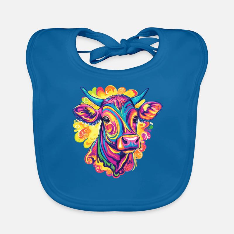 Vache colorée dans un tourbillon de couleur Bavoir bio Bébé