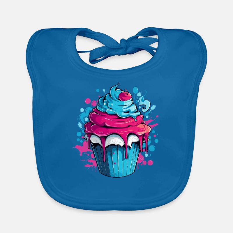 Cupcake mit Farbexplosion - Baby Bio-Lätzchen - Pfauenblau
