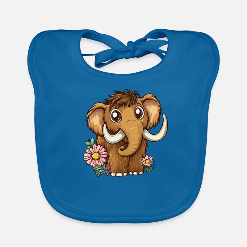 Flower mammoth with button eyes Organic Baby Bibs