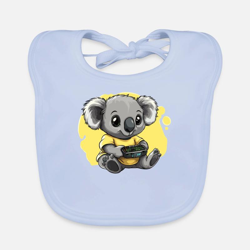 Gamer Koala with Controller Organic Baby Bibs