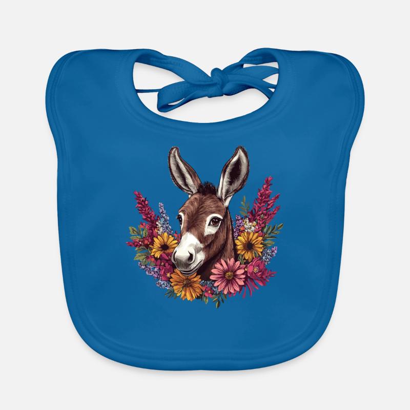 Esel mit Blumenkranz Baby Bio-Lätzchen