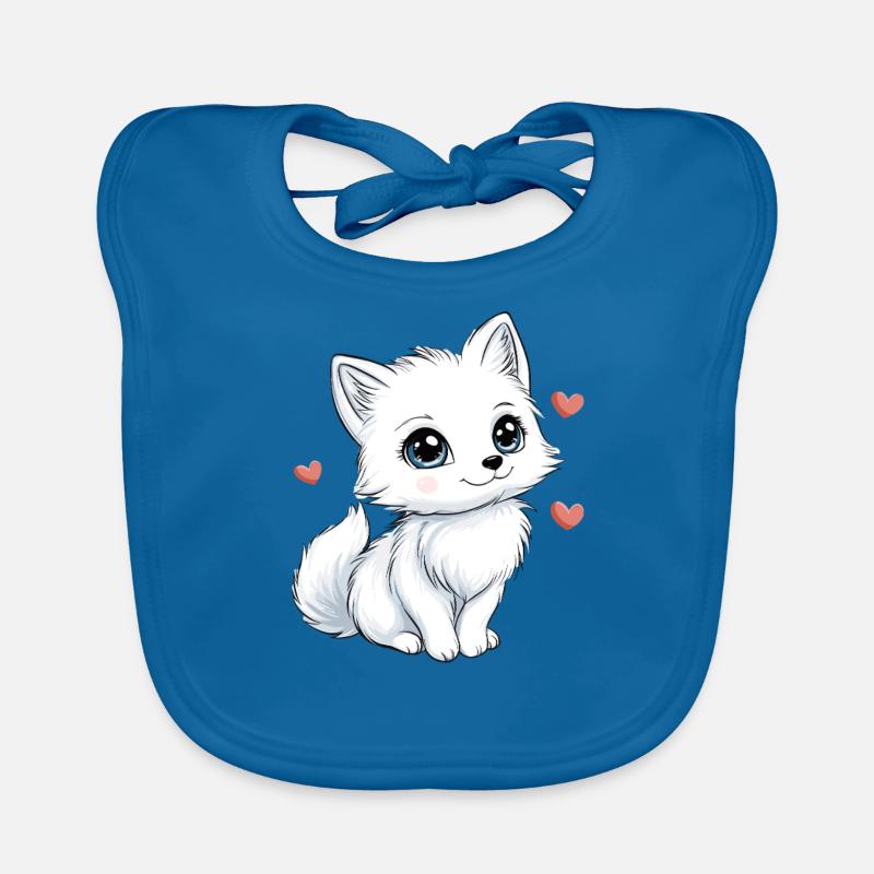 White Fox with Hearts Organic Baby Bibs