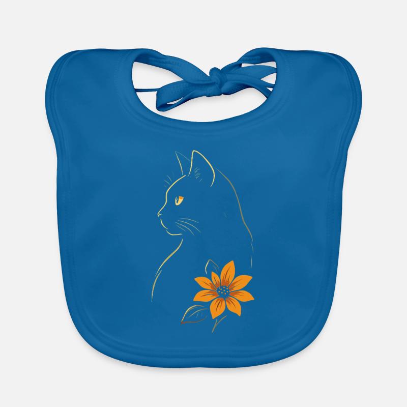 Chat Dessiné Fleur Bavoir bio Bébé