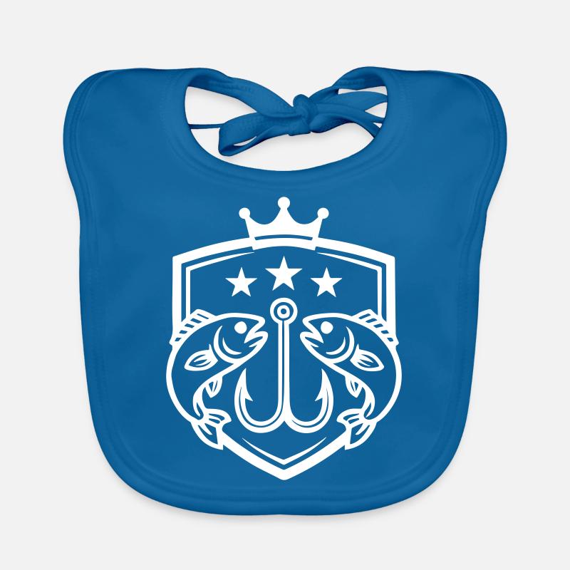 Fish Hook Fish Icon Organic Baby Bibs
