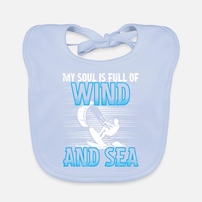 Kitesurf Kiteboarding Mon âme est pleine de vent Bavoir bio Bébé