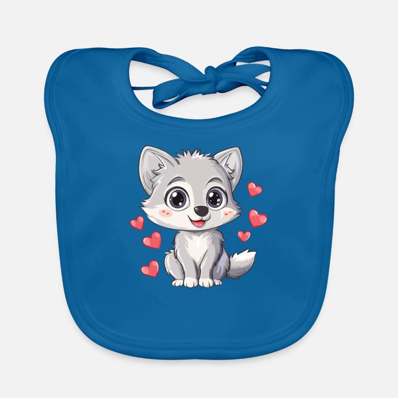 Cute wolf with hearts Organic Baby Bibs