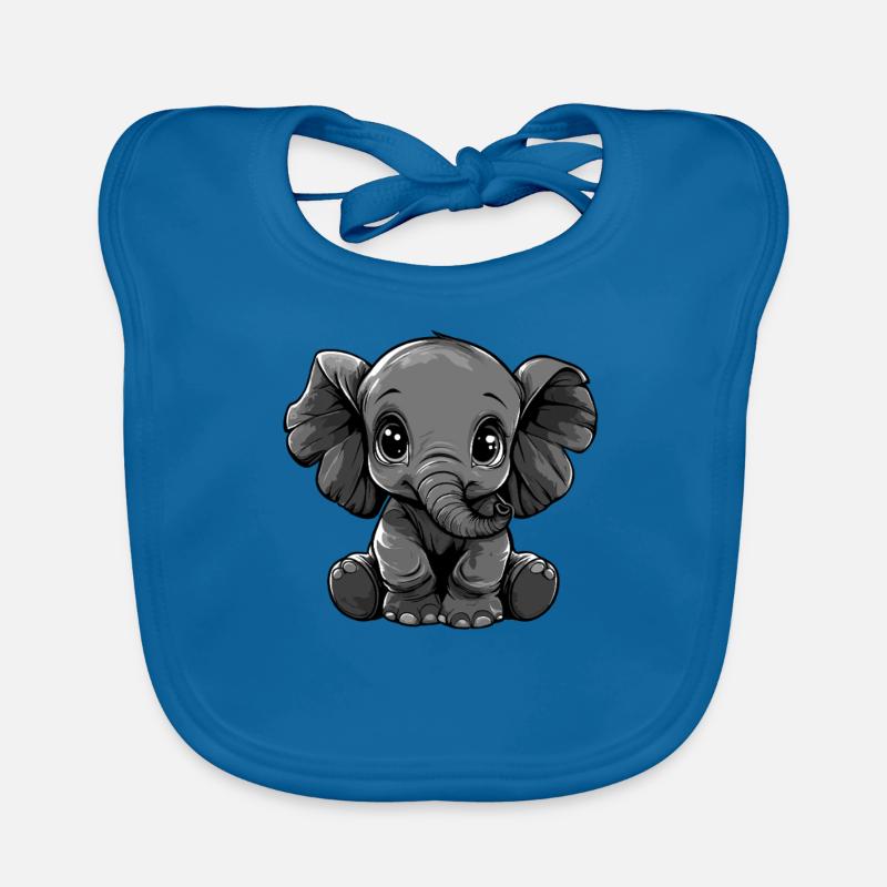 Bébé éléphant noir et blanc Bavoir bio Bébé