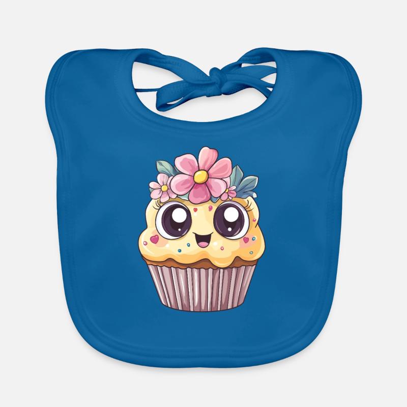 Cupcake avec couronne de fleurs Bavoir bio Bébé