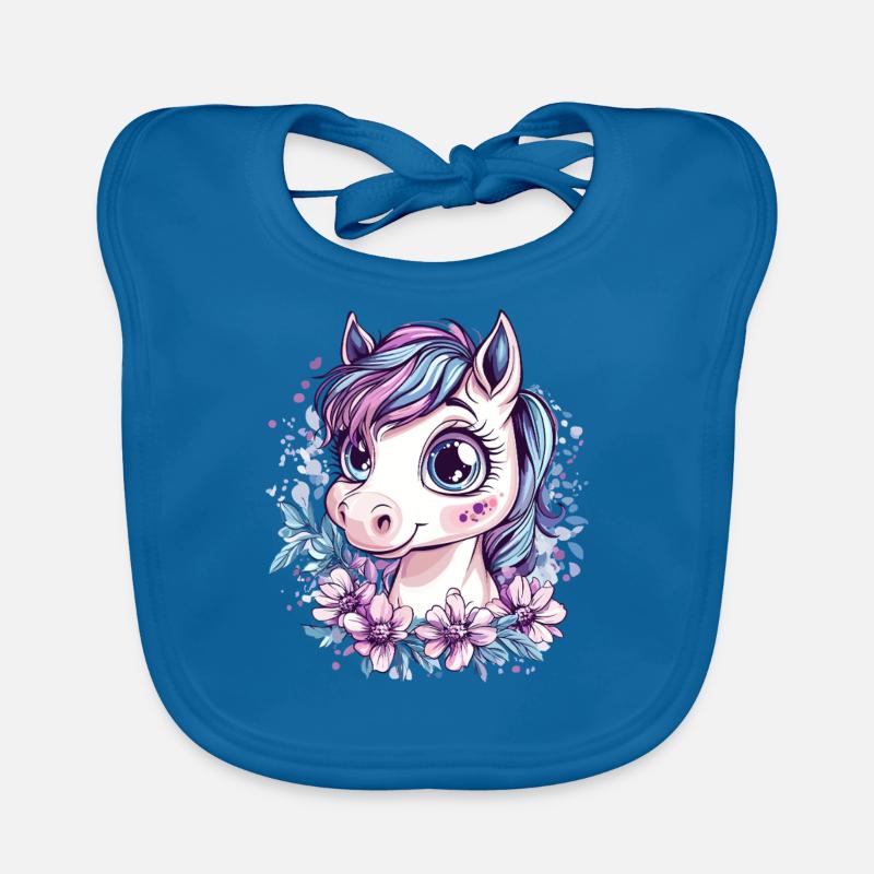 Pony mit Blumenpracht Baby Bio-Lätzchen