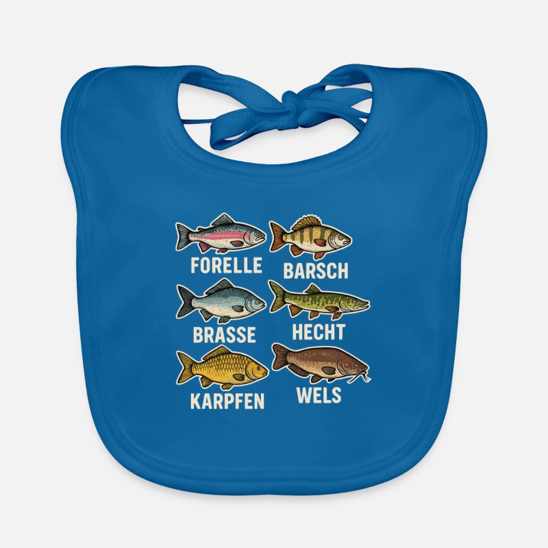 Fish species overview – Angler design with trout Organic Baby Bibs