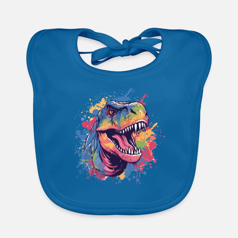 Bunter Dino im Farbchaos Baby Bio-Lätzchen